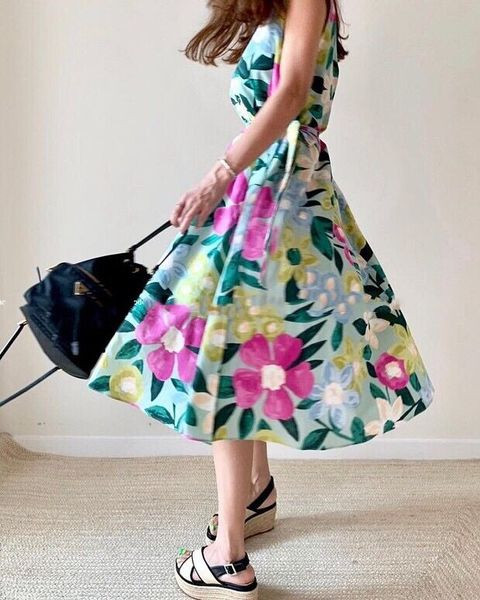 Rochie casual de dama cu model floral in doua culori