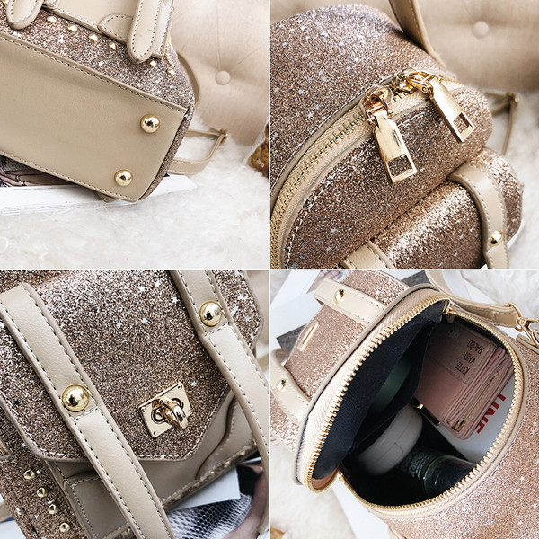 Geanta de dama moderna cu efect stralucitor in patru culori