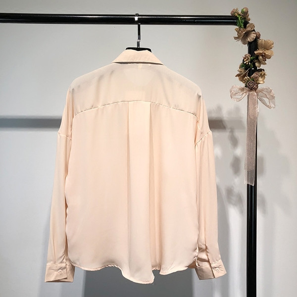 Cămașă elegantă de șifon de damă cu guler clasic cu pietre în două culori