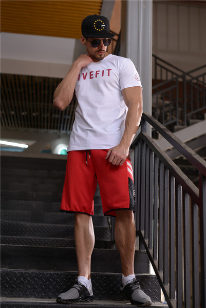 Pantaloni scurți casual pentru bărbați în negru și roșu