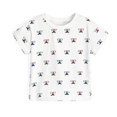 Tricou pentru copii alb cu aplicatie pentru baieti