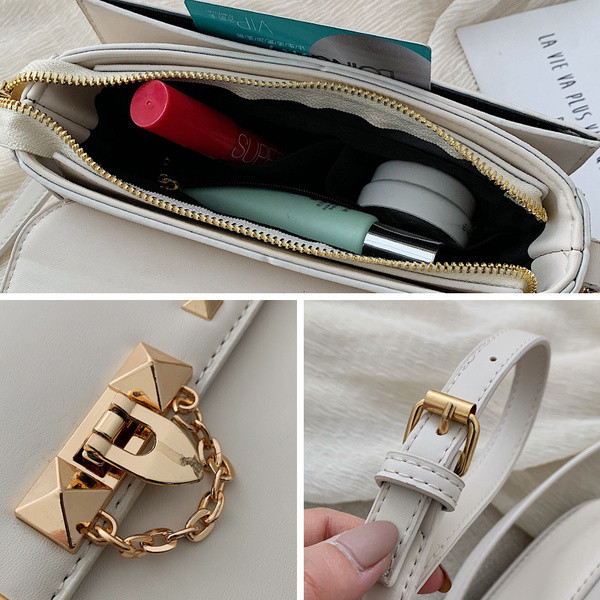 Geanta de dama moderna cu elemente metalice - in patru culori