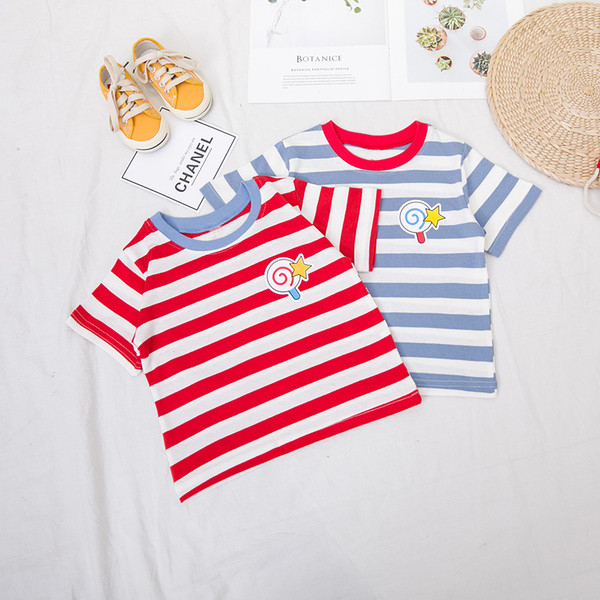 Tricou casual pentru copii cu decolteu O in doua culori