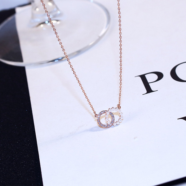 Colier modern de dama din pietre si perle