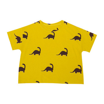 Детска тениска за момчета с О-образно деколте в бял и жълт цвят