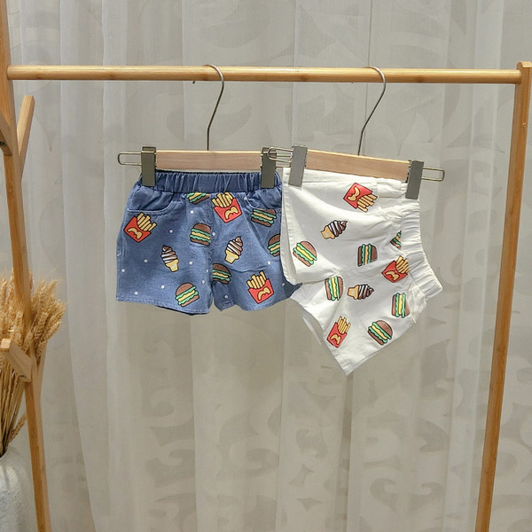 Pantaloni scurți casual pentru copii pentru băieți în albastru și alb