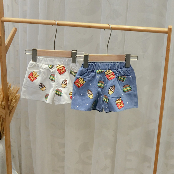 Pantaloni scurți casual pentru copii pentru băieți în albastru și alb