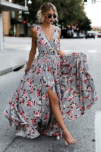 Rochie de dama model lung cu motiv floral