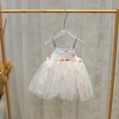 Модерна детска рокля на тънки презрамки за момичета