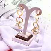 Cercei de top de dama de culoare aurie - cu perle