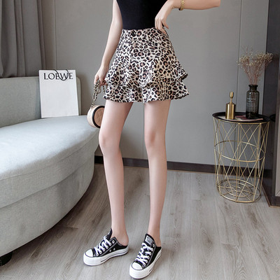 Fusta scurta de dama actuala cu animal print cu talie inalta