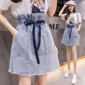 Fusta de dama din denim cu talie inalta de culoare albastru deschis