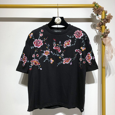 Tricou dama cu broderie de culoare neagra