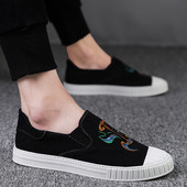 Mocasini moderni pentru bărbați cu broderie - în gri și negru