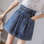 Fusta dama casual din denim in doua culori cu talie elastica