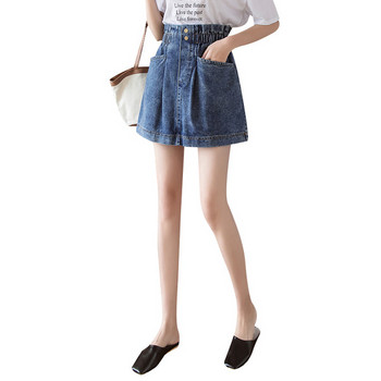 Fusta dama casual din denim in doua culori cu talie elastica