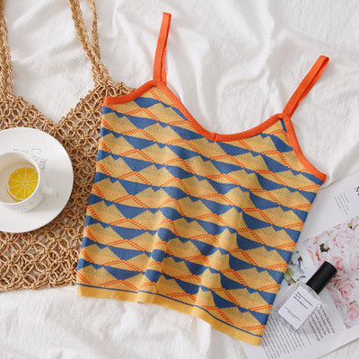 Maieu de dama colorat modern cu bretele in doua culori