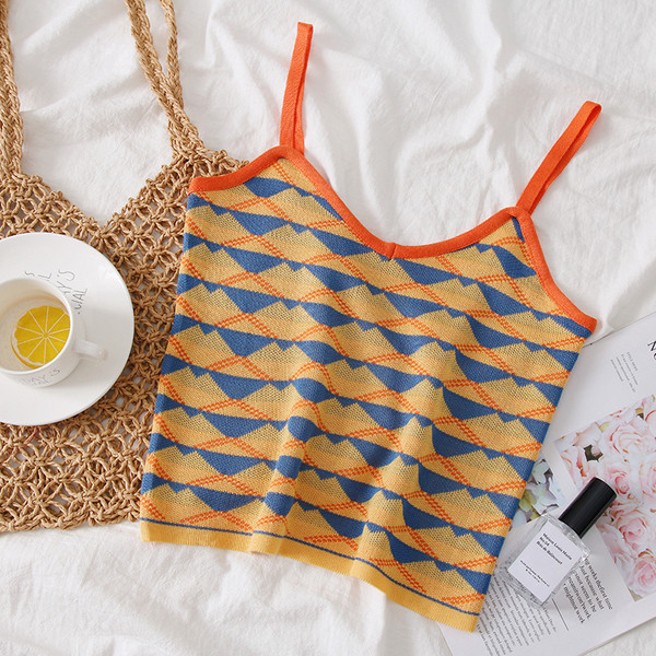 Maieu de dama colorat modern cu bretele in doua culori