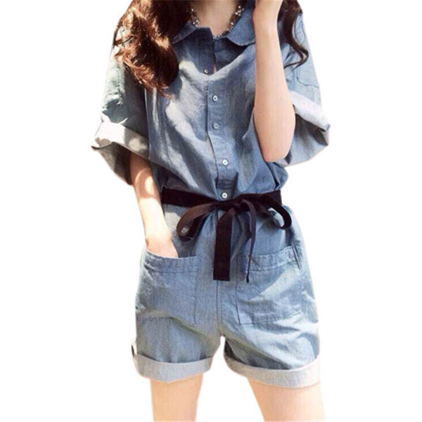 Γυναικεία ολόσωμη φόρμα  denim με φαρδιά μανίκια