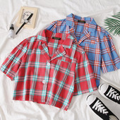 Camasa de dama in carouri stil nou model cu nasturi in doua culori