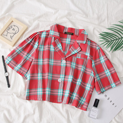 Camasa de dama in carouri stil nou model cu nasturi in doua culori