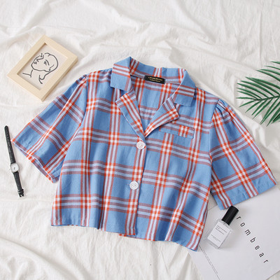 Camasa de dama in carouri stil nou model cu nasturi in doua culori