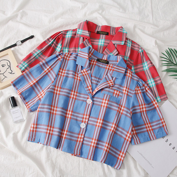 Camasa de dama in carouri stil nou model cu nasturi in doua culori