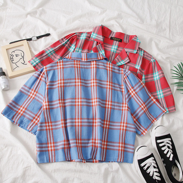 Camasa de dama in carouri stil nou model cu nasturi in doua culori