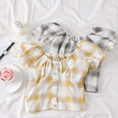 Bluza de dama in carouri model nou cu umerii goi