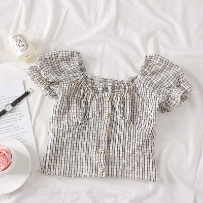 Bluza de dama in carouri model nou cu umerii goi