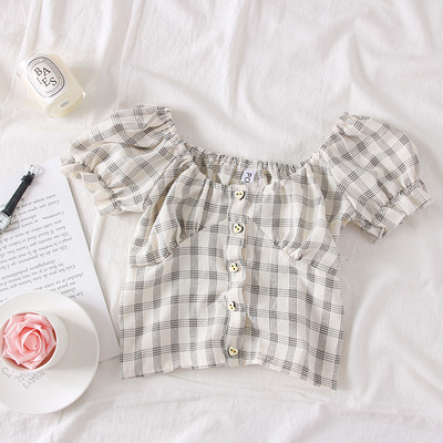 Bluza de dama in carouri model nou cu umerii goi