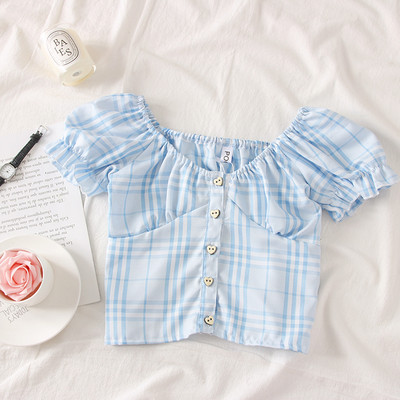 Bluza de dama in carouri model nou cu umerii goi