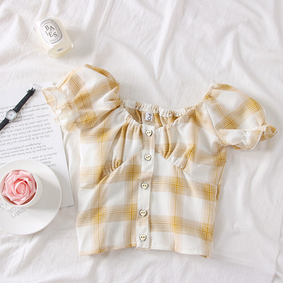 Bluza de dama in carouri model nou cu umerii goi