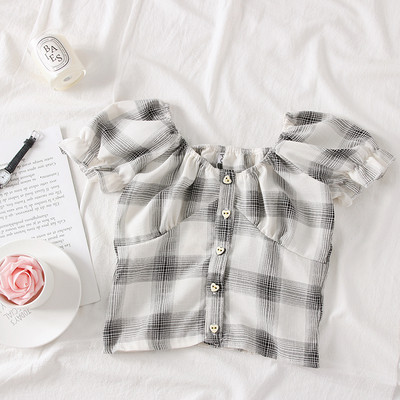 Bluza de dama in carouri model nou cu umerii goi