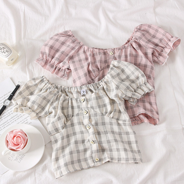 Bluza de dama in carouri model nou cu umerii goi