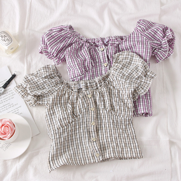 Bluza de dama in carouri model nou cu umerii goi