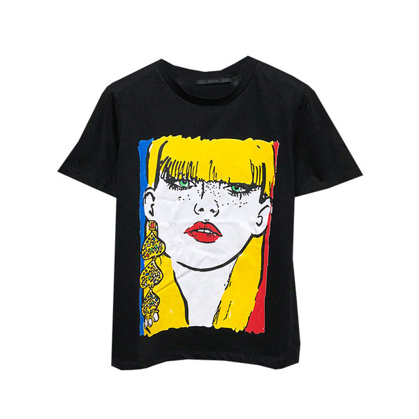 Tricou casual dama de culoare neagra si aplicatie