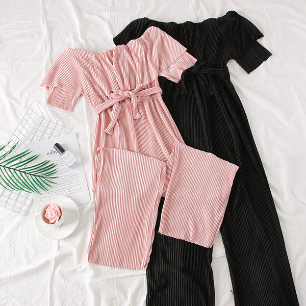 Γυναικεία ολόσωμη φόρμα με  ζώνη - διάφορα χρώματα