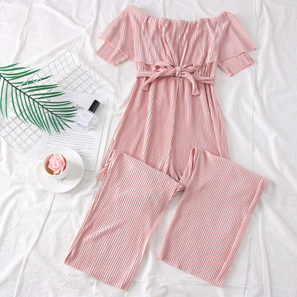 Γυναικεία ολόσωμη φόρμα με  ζώνη - διάφορα χρώματα