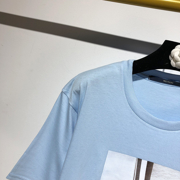 Tricou casual cu maneca scurta de culoare albastra si aplicatie