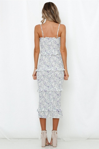 Rochie de dama eleganta cu bretele subtiri model lung cu model floral