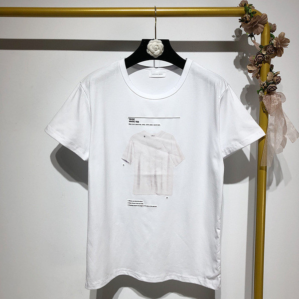 Tricou dama cu maneca scurta si aplicatie alb