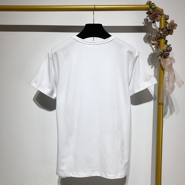 Tricou dama cu maneca scurta si aplicatie alb