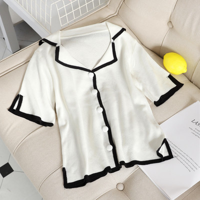 Bluză de damă modernă cu mâneci scurte și guler în mai multe culori