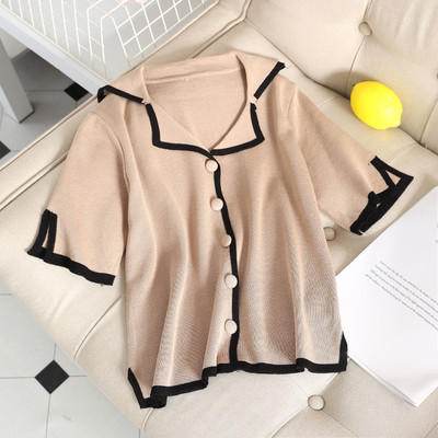 Bluză de damă modernă cu mâneci scurte și guler în mai multe culori