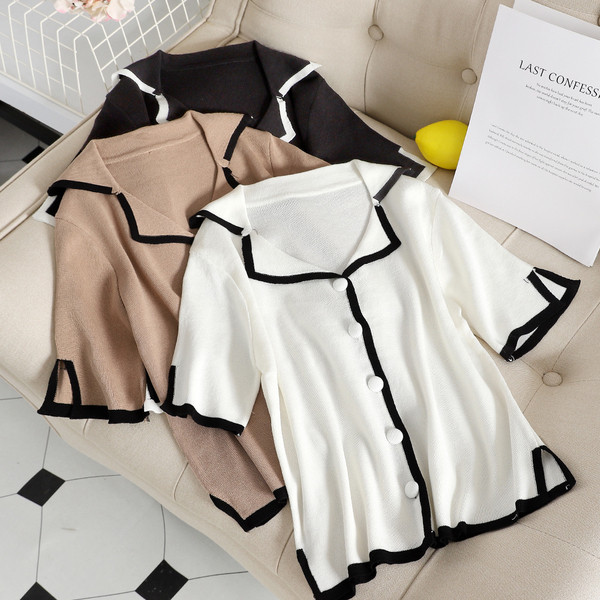 Bluză de damă modernă cu mâneci scurte și guler în mai multe culori