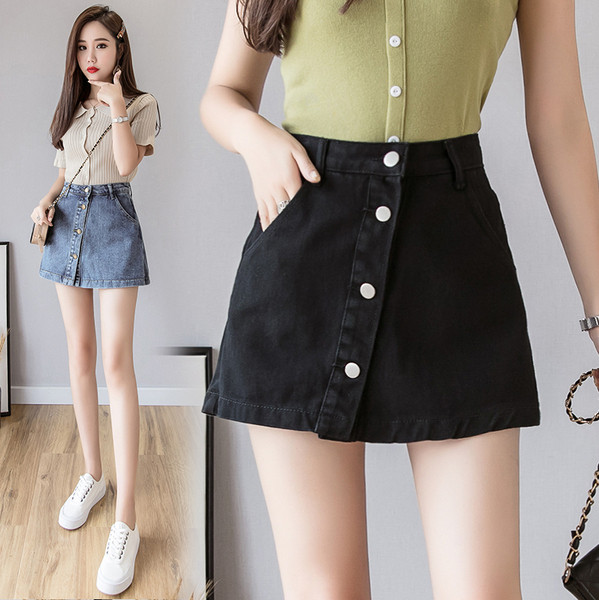 Fusta-pantalon in doua culori cu talie inalta