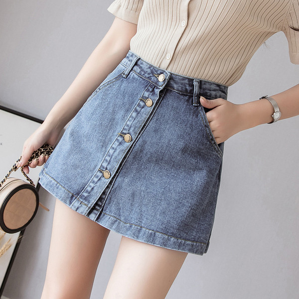 Fusta-pantalon in doua culori cu talie inalta