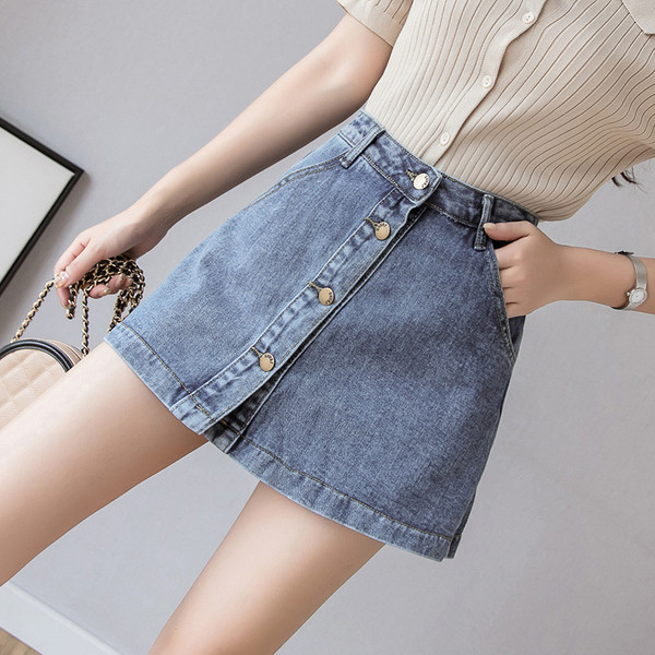 Fusta-pantalon in doua culori cu talie inalta