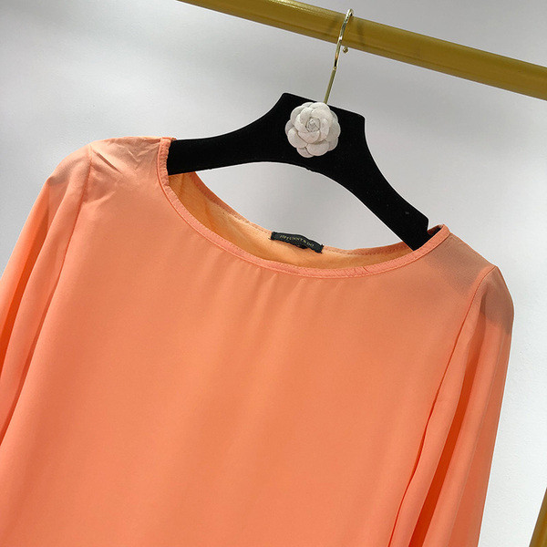 Bluza de dama cu decolteu oval si maneci 7/8 cu cravate portocalii